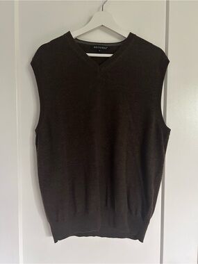 BRITCHES Brown Wool V-Neck Sweater Vest